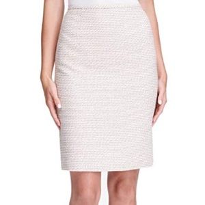 Woven Knee-Length Pencil Skirt in Beige/Gray Size 4